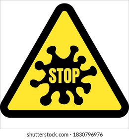 Abstract virus strain model coronavirus 2019-nCoV COVID-19 MERS-Cov Novel coronavirus in the sign of biohazard with STOP sign