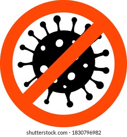 Abstract virus strain model coronavirus 2019-nCoV COVID-19 MERS-Cov Novel coronavirus crossed out red STOP sign