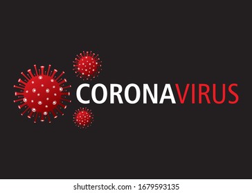 Abstract virus strain model of MERS-Cov and Novel coronavirus 2019-nCoV with text on black background. Virus Pandemic Protection Concept