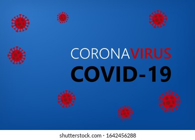 Abstract virus strain model Novel coronavirus COVID-19 with text Wuhan coronavirus outbreak on blue background. Virus Pandemic Protection Concept