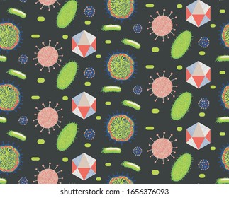 Abstract viruses, microbes and bacteria cells design.