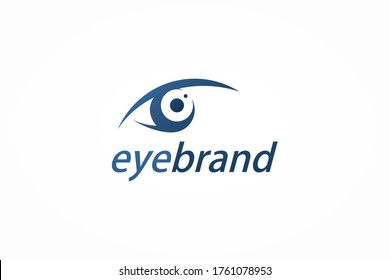 Abstract Vision Eye Logo. Blue Silhouette with Eyeball Camera Icon isolated on White Background. Usable for Business and Technology Logos. Flat Vector Logo Design Template Element.