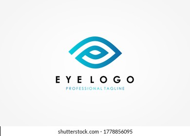 Resumen del logotipo visual. Estilo de infinito geométrico lineal azul aislado en fondo blanco. Usable para Logos de Negocios y Tecnología. Elemento de plantilla de diseño de logotipo de vectores planos