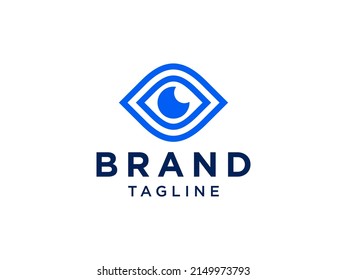Abstract Vision Eye Logo. Blue Linear Geometric Infinity Camera Icon. Usable for Business and Technology Logos. Flat Vector Logo Design Template Element.