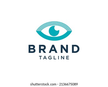 Abstract Vision Eye Logo. Green Linear Geometric Camera Icon isolated on White Background. Usable for Business and Technology Logos. Flat Vector Logo Design Template Element