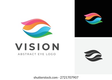 Abstract Vision Eye Wave Logo. Overlapping Colorful Swash Eye Concept for Creative Studio, Photography, Optometry, and Modern Business Branding Identity Logo.