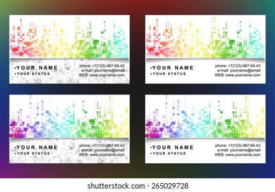 Abstract visit cards collection with colored pattern
