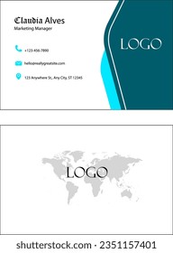 abstract visiting card design, dark green and light blue card design