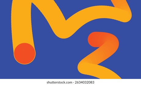 Abstract visual design with a vibrant orange ribbon stretching across a cyan field. Ideal for branding, web design, and contemporary art projects.