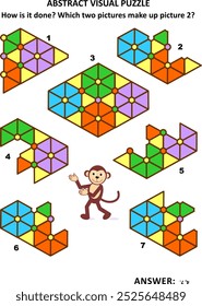 Quebra-cabeça visual abstrata. Matemática educacional. Treinamento de habilidades de raciocínio espacial. Resposta incluída.
