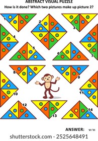 Abstract visual puzzle. Educational mathematics. Spatial reasoning skills training. Answer included.
