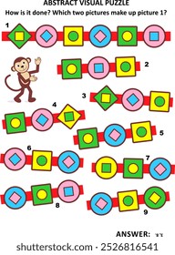 Abstract visual puzzle. Educational mathematics. Spatial reasoning skills training. Answer included.
