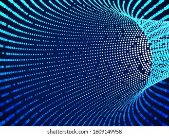 Abstract visualization artificial intelligence or big data. Digital technology concept: data flow in virtual reality. Modern business or machine learning 3D background. EPS 10 vector illustration.