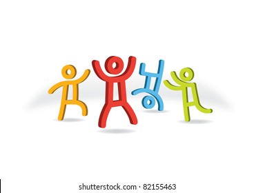 abstract vitality vector illustration of figures in various positive healthy poses