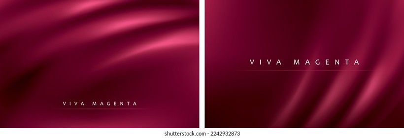 Abstract viva magenta background with smooth wavy texture background silk drapery concept. Wallpaper design for poster, presentation, website. Immagine vettoriale stock