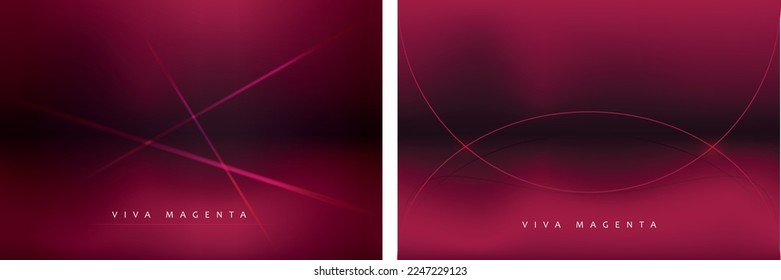 Abstract viva magenta minimalist background set. Elegant deep color background with thin lines. Backdrop for presentation and posters.