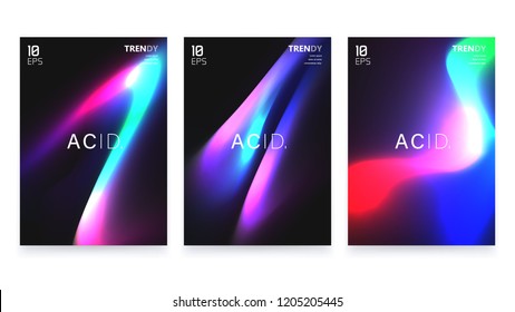 Abstract Vivid Colorful A4 Posters Set. Trendy Fluid Gradient