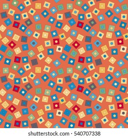 Abstract vivid geometrical seamless pattern with squares and circles.