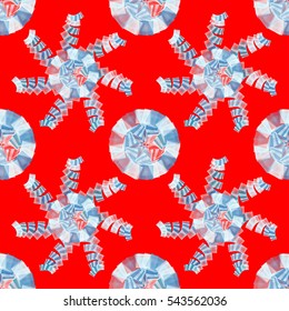 Abstract vivid geometrical seamless pattern in winter holiday colors..