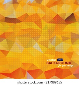 Abstract vivid orange background with triangles. Grunge background. Vector illustration.