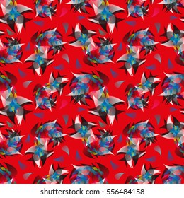 Abstract vivid seamless pattern with unusual geometrical shapes.