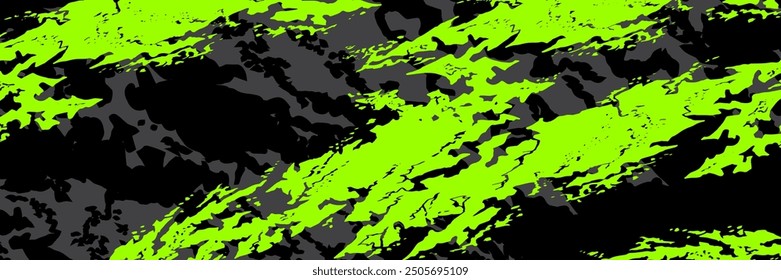 Abstract vivid vibrant green design. Graphic abstract stripe racing background kit designs for wrap vehicle, race car, rally, adventure and livery