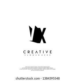 abstract VK logo letter in shadow shape design concept
