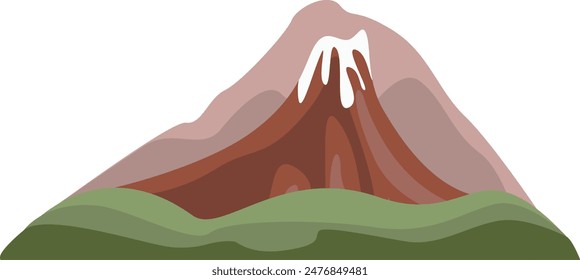 Abstract volcano landscape, flat scenery background. Mountains panoramic view.