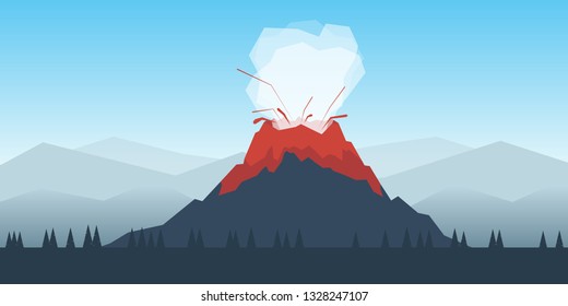 Abstract volcano landscape. Minimalist style