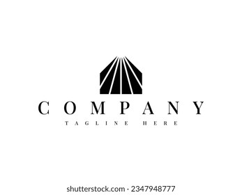 abstract volcano mountain in house shape logo design