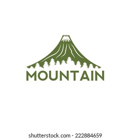 abstract volcano with pines vector design template