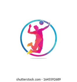 Abstract volleyball player jumping from a splash. Volleyball player serving ball.	