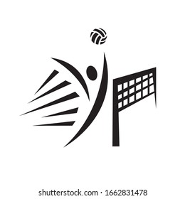 Abstract volleyball player logo design vector illustration