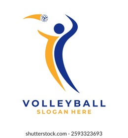 Abstract Volleyball player logo design vector template