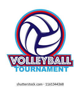 Abstract volleyball symbol with sample tournament text isolated on white background