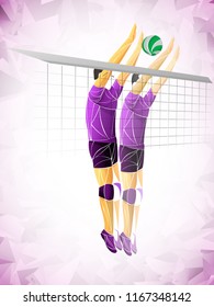 Abstract volleyball. two volleyball players