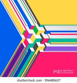 Abstract volume isometric multicolored background.