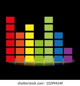 abstract volume symbol on black background, shadow effect
