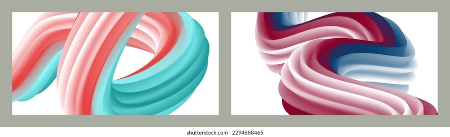 Abstract volumetric background. Cords. set of two illustrations. Toothpaste in a tube. Minimalism. Creative modern background. Cover design, wallpaper, background. eps vector.