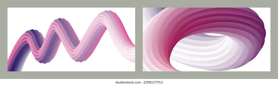 Abstract volumetric background. Cords. set of two illustrations. Toothpaste in a tube. Minimalism. Creative modern background. Cover design, wallpaper, background. eps vector.