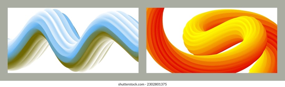 Abstract volumetric background. Cords. set of two illustrations. Toothpaste in a tube. Minimalism. Creative modern background. Cover design, wallpaper, background. eps vector.
