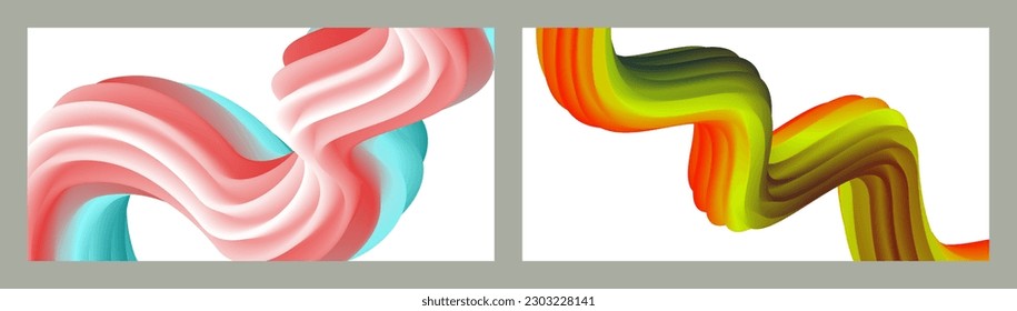 Abstract volumetric background. Cords. set of two illustrations. Toothpaste in a tube. Minimalism. Creative modern background. Cover design, wallpaper, background. eps vector.