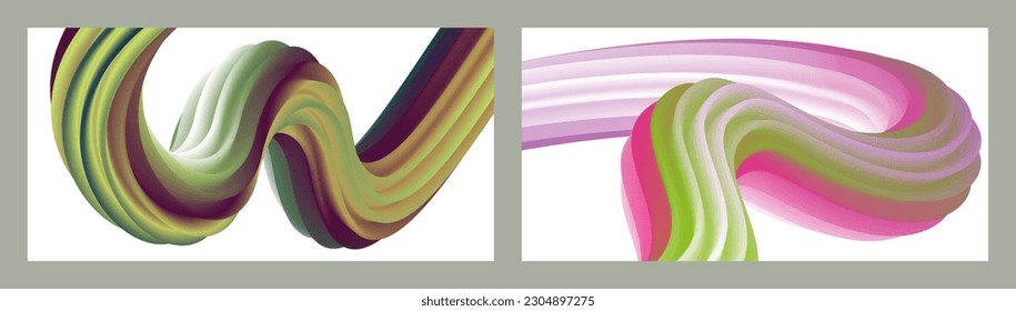 Abstract volumetric background. Cords. set of two illustrations. Toothpaste in a tube. Minimalism. Creative modern background. Cover design, wallpaper, background. eps vector.