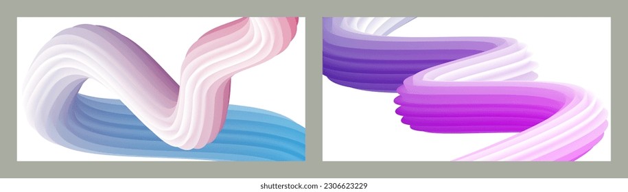 Abstract volumetric background. Cords. set of two illustrations. Toothpaste in a tube. Minimalism. Creative modern background. Cover design, wallpaper, background. eps vector.