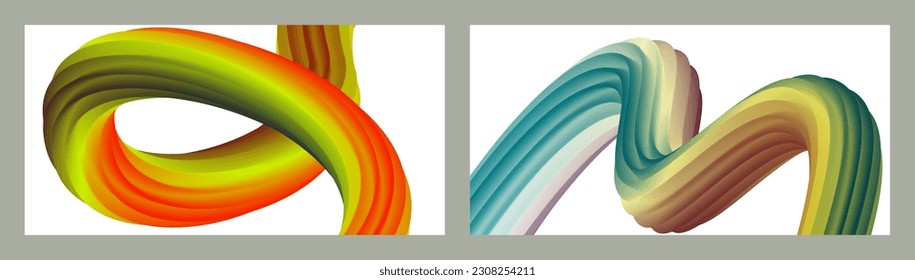 Abstract volumetric background. Cords. set of two illustrations. Toothpaste in a tube. Minimalism. Creative modern background. Cover design, wallpaper, background. eps vector.