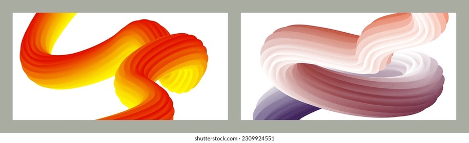 Abstract volumetric background. Cords. set of two illustrations. Toothpaste in a tube. Minimalism. Creative modern background. Cover design, wallpaper, background. eps vector.