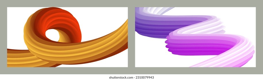 Abstract volumetric background. Cords. set of two illustrations. Toothpaste in a tube. Minimalism. Creative modern background. Cover design, wallpaper, background. eps vector.