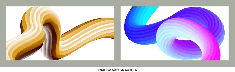 Abstract volumetric background. Cords. set of two illustrations. Toothpaste in a tube. Minimalism. Creative modern background. Cover design, wallpaper, background. eps vector.