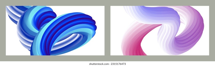 Abstract volumetric background. Cords. set of two illustrations. Toothpaste in a tube. Minimalism. Creative modern background. Cover design, wallpaper, background. eps vector.