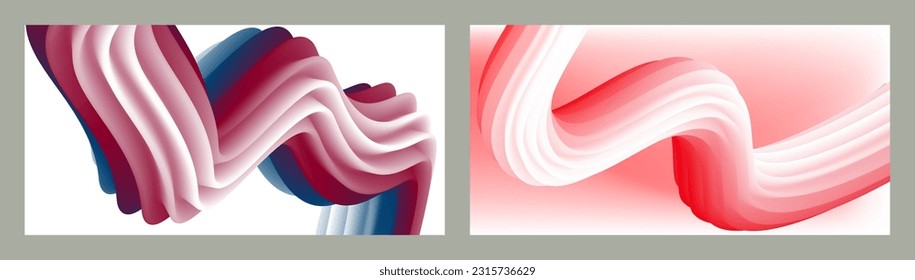 Abstract volumetric background. Cords. set of two illustrations. Toothpaste in a tube. Minimalism. Creative modern background. Cover design, wallpaper, background. eps vector.